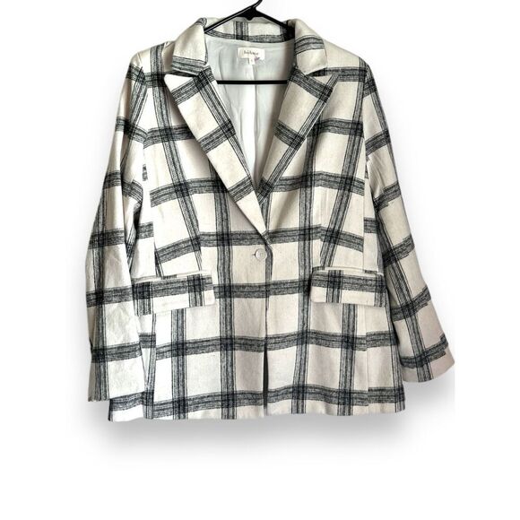 BOHME button front plaid soft collared blazer jacket with pockets sz S women’s p - Picture 4 of 7